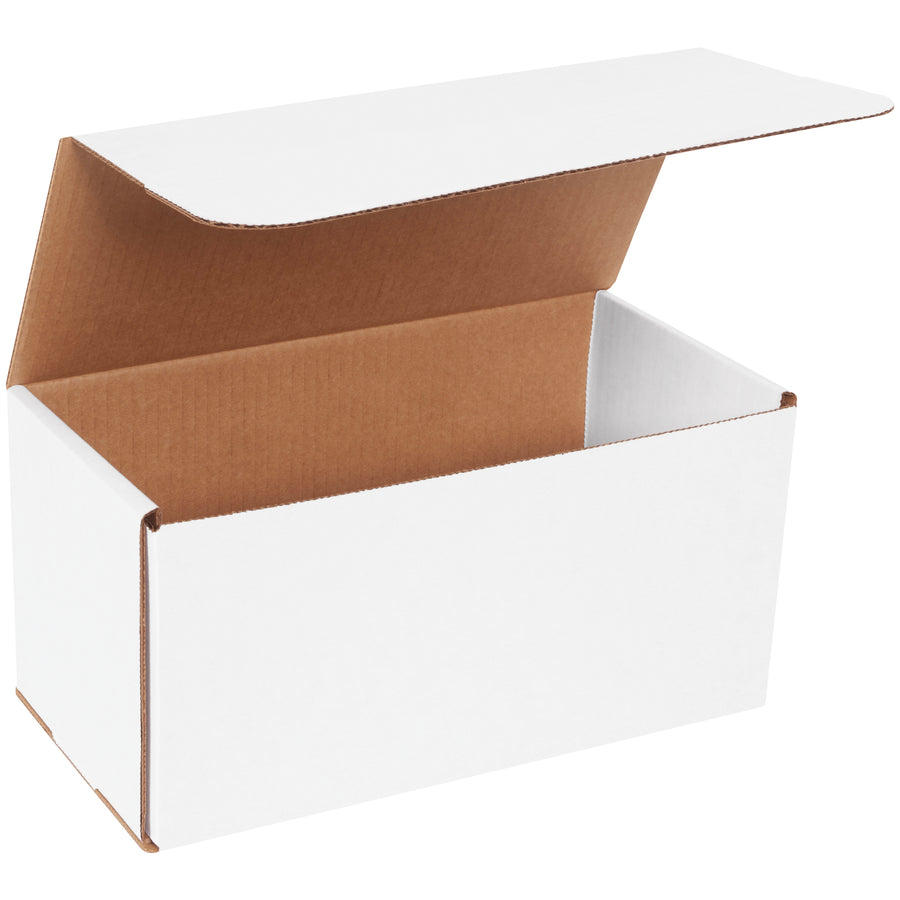 One-piece, one-fold design with double-wall crush resistance on front and sides–no tape, glue, or staples required. ECT-32-B corrugated construction rated for repeated stacking and handling. Bundle of 50 white mailers sized 12" x 6" x 6" for small-to-medium parcels.