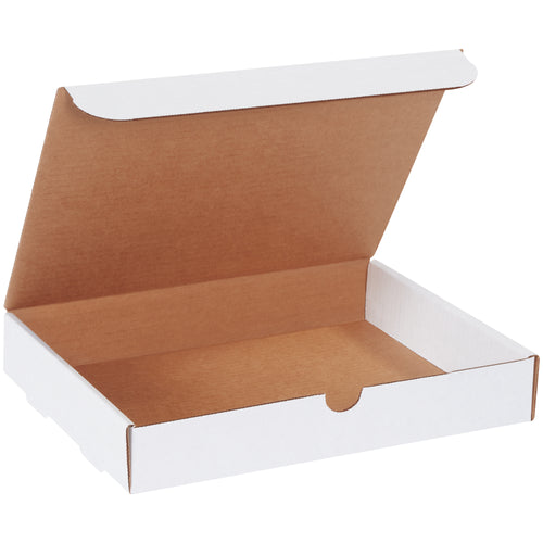 Professional-grade white corrugated literature mailers sized 12 1/8 x 9 1/4 x 2