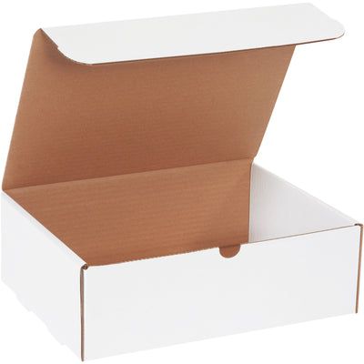 Professional white corrugated literature mailers (12 1/8" x 9 1/4" x 4") with self-sealing tabs and ECT-32-B crush-resistant construction. No assembly supplies needed‚fold, tuck, and ship. Bundle of 50 per carton.