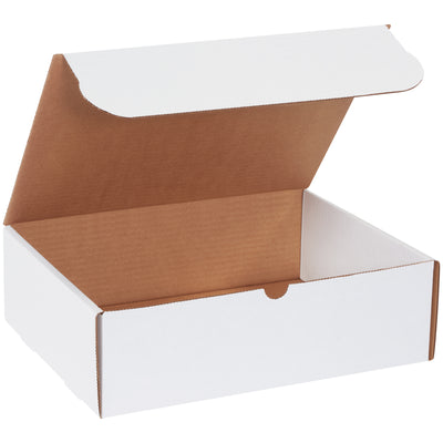 Professional white literature mailers sized at 13" x 10" x 4" with secure self-sealing tabs and durable ECT-32-B corrugated construction. No additional supplies needed‚fold, tuck, and ship. Sold in bundles of 50 for consistent, cost-effective brand presentation.