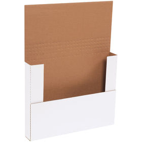 Ship flat materials with confidence using these 14.25x11.25x2 white corrugated easy-fold mailers. Multi-depth scoring lets you customize fold depth, while ECT-32-B construction delivers crush-resistant protection and professional appearance. Sold in bundles of 50.