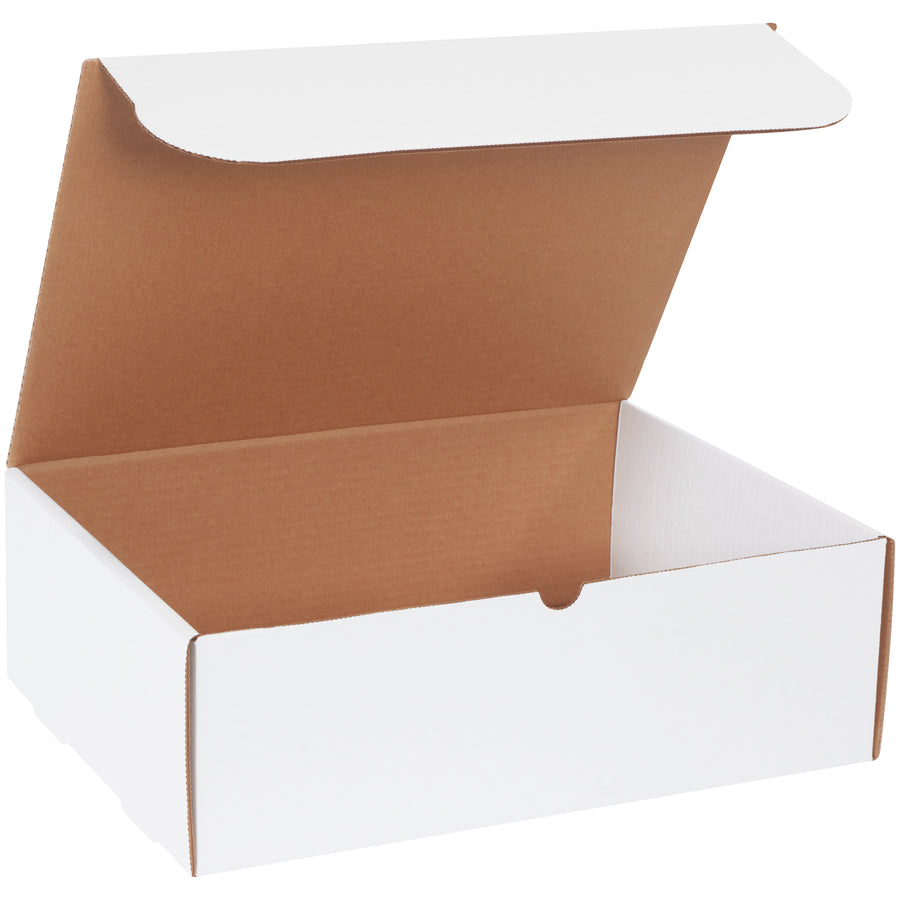 Ship marketing materials and catalogs with professional white corrugated literature mailers sized 15 1/8x11 1/8x5. Each bundle includes 50 crush-resistant fold-and-tuck mailers featuring secure self-sealing tabs‚no additional supplies needed. ECT-32-B construction delivers the durability your e-commerce brand demands.