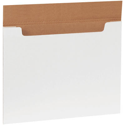 Heavy-duty ECT-32-B white corrugated fold-over mailers sized 20" x 16" x 1/4" for maximum protection of oversized posters, portfolios, and flat items. One-piece design folds and seals easily with tape. Sold as a bundle of 20 mailers for consistent, professional presentation.