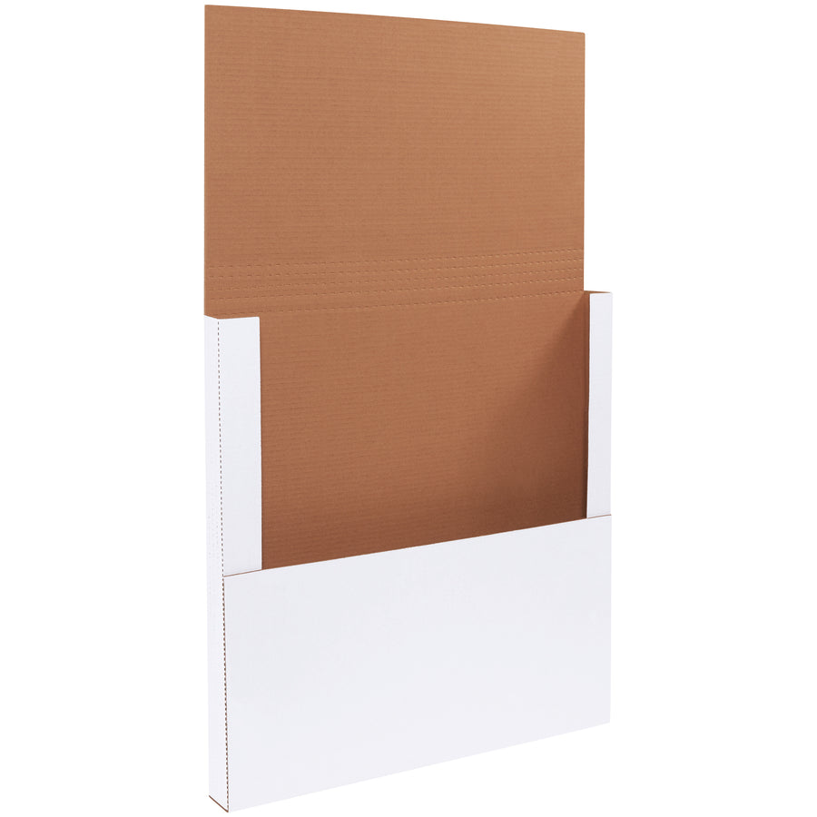 Professional-grade 24x24x2 white corrugated easy-fold mailers protect flat items like framed art and documents during shipment. Multi-depth scored construction allows flexible folding to your exact needs. ECT-32-B material delivers crush resistance with an oyster white finish that impresses recipients.
