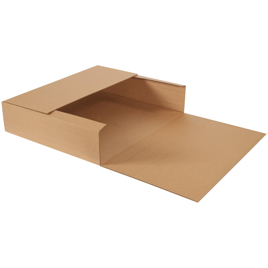 Kraft jumbo mailers in the hard-to-find 28x24x6 size that e-commerce brands need for oversized items. Multi-depth scored corrugated mailers provide flexibility for variable product heights while maintaining professional presentation. Bundle of 20 units.