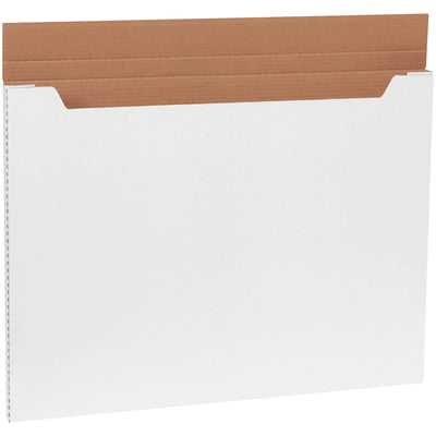 Professional-grade 30x22.5x1 white corrugated fold-over mailers built with ECT-32-B strength for reliable protection of oversized items. One-piece design folds flat for easy storage and assembly. Bundle of 20 mailers ready to ship your portfolios, posters, and flat products with confidence.