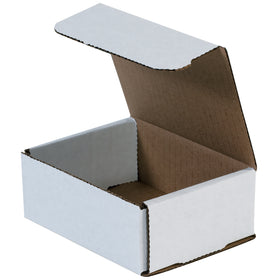 Lightweight ECT-32-B white corrugated mailers in 5x4x2 dimensions engineered for small package fulfillment with zero tape requirements. One-piece fold-and-tuck design delivers double-wall crush resistance on front and sides. 50-pack bundle reduces per-unit costs and shipping overhead for high-volume operations.