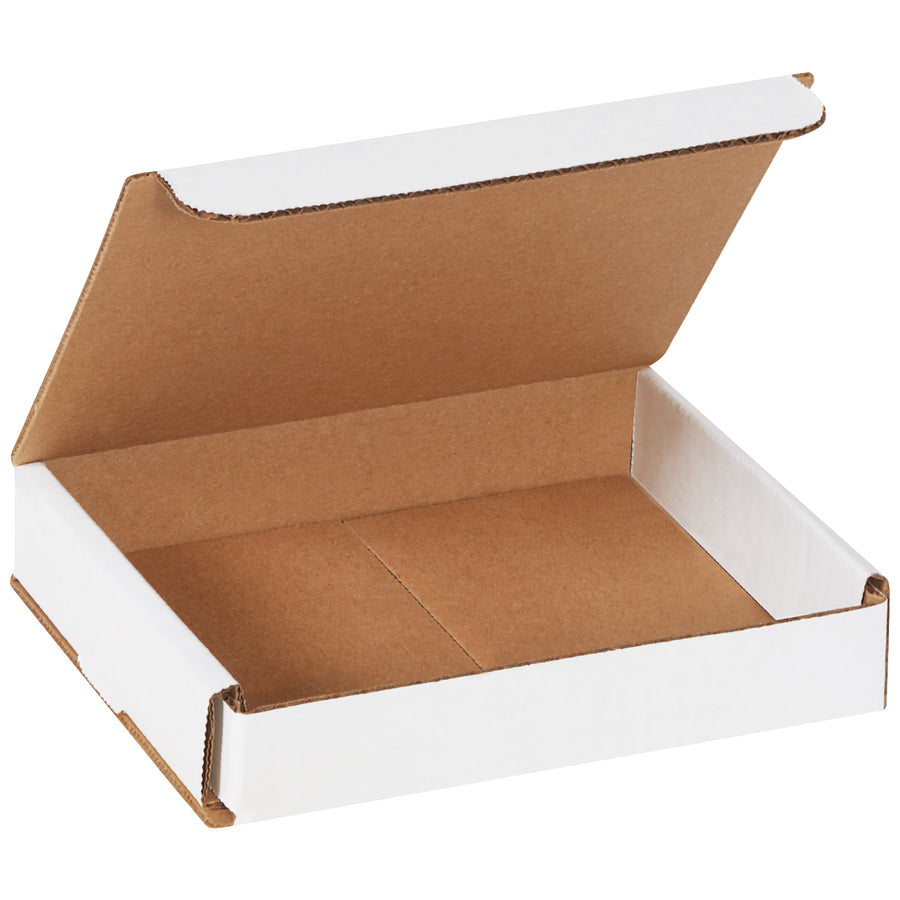 Professional-grade 6x5x1 white corrugated mailers manufactured from ECT-32-B material with crush-resistant, double-wall construction on front and sides. One-piece fold-and-tuck design requires no tape, glue, or staples‚assembly takes seconds. Sold in bundles of 50 for maximum freight efficiency and cost savings.