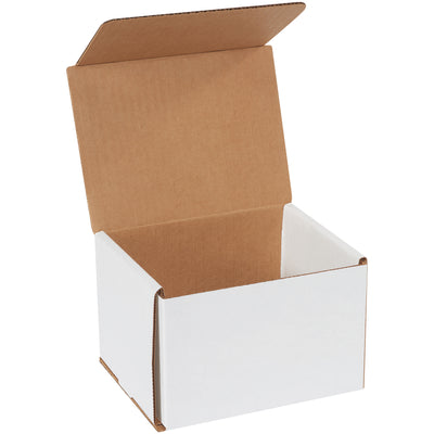 ECT-32-B white corrugated mailers deliver superior crush resistance with a one-piece fold-and-tuck design that requires no tape, glue, or staples. At 6" x 5" x 4", these lightweight cardboard mailing boxes reduce postage costs while protecting small, lightweight items with double-wall protection on front and sides. Bundle of 50 boxes per pack.
