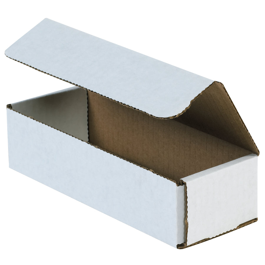 Premium ECT-32-B white corrugated mailers in 8x3x2" dimensions‚designed for warehouse and fulfillment operations shipping small to mid-weight items. One-piece fold-and-tuck construction with double-wall crush resistance requires zero tape, glue, or staples. 50-pack bundle maximizes freight efficiency and reduces per-unit packaging costs.