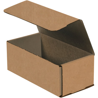ECT-32-B kraft corrugated mailers sized 8"  4"  3" deliver double-wall crush resistance in a one-piece, fold-and-tuck design that requires no tape, glue, or staples. Ships and stores flat to maximize warehouse efficiency. Bundle of 50 reduces per-unit costs and freight spend for high-volume shippers.