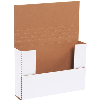Ship with confidence using these 9.5x6.5x2 white corrugated easy-fold mailers designed for maximum crush resistance and professional presentation. Engineered from ECT-32-B corrugated material with multiple-depth scoring, they collapse flat for storage and fold to your exact needs in seconds. Sold in bundles of 50‚the trusted choice for e-commerce brands shipping flat items, artwork, and merchandise.