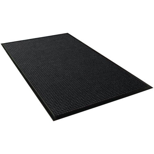 The 12' x 6' Charcoal Waterhog‚Ñ¢ Mat is engineered for high-traffic entryways and industrial facilities. Its raised, square waffle pattern actively scrapes shoes clean while absorbing water, snow, and ice‚keeping your floors safer and drier. Quick-drying, fade-resistant rubber construction handles vacuum, hose, steam, or shampoo cleaning.