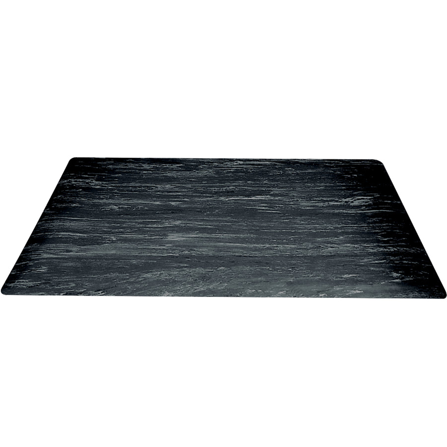 Heavy-duty anti-fatigue mat designed for industrial facilities, warehouses, and production lines where workers stand for extended periods. Features a durable 1/8" marble-pattern rubber surface bonded to a 3/8" dense foam base (1/2" total thickness) that absorbs impact and reduces leg strain. Beveled edges on all four sides ensure safe, trip-free transitions on and off the mat.
