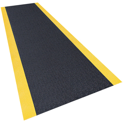 Industrial-grade 16' x 3' anti-fatigue mat built for high-traffic warehouse and manufacturing floors. Non-directional PVC sponge surface delivers excellent traction and easy maintenance, while superior tear-resistance and tensile strength outlast competitive floor mats. Beveled edges on all sides eliminate trip hazards.