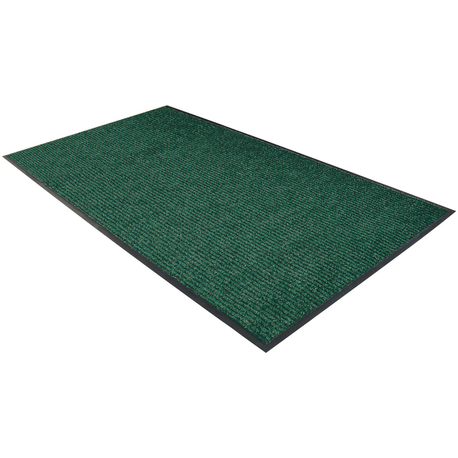 Heavy-duty 6' x 4' vinyl carpet floor mat engineered to scrape mud, dirt, and moisture from employee footwear at building entrances. Raised double-rib design with non-slip vinyl backing and 3/8" thickness prevents slips while protecting floors. Ships as 1 mat–easy to install and maintenance-ready for high-traffic industrial facilities.