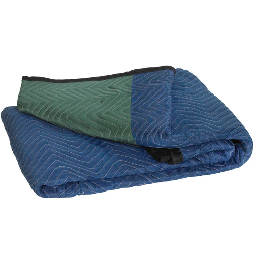 Get professional-grade protection with this bundle of six 72x80 deluxe moving blankets. Each features a durable woven top, non-woven bottom, and 50/50 cotton-poly batting with zigzag stitching to prevent shifting. Ideal for furniture, appliances, and industrial shipping applications–outperforms standard pads at warehouse pricing.