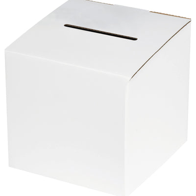 10x10x9 White Corrugated Ballot Box No-Tape Assembly 10/Bundle MBALLOT - alias listing