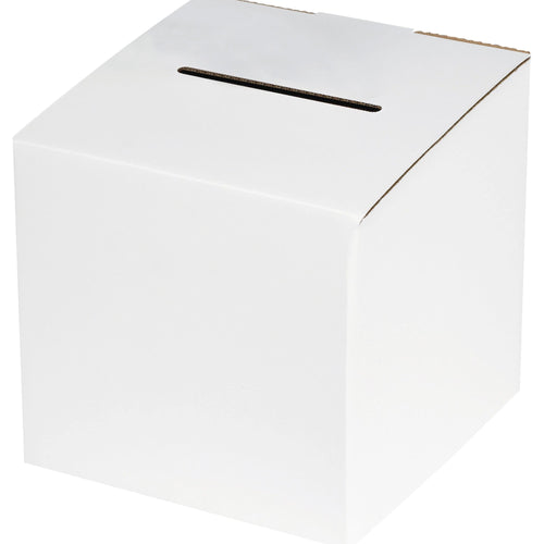 10x10x9 White Corrugated Ballot Box No-Tape Assembly 10/Bundle MBALLOT - alias listing