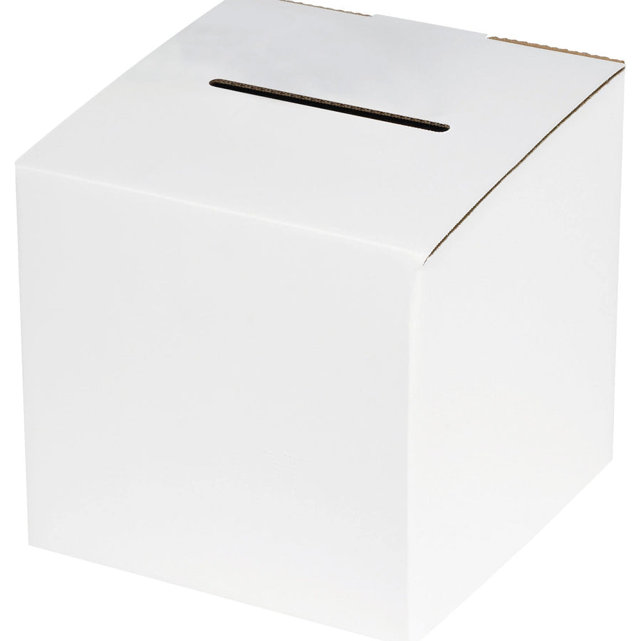 10x10x9 White Corrugated Ballot Box No-Tape Assembly 10/Bundle MBALLOT - alias listing