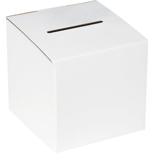 10x10x9 White Corrugated Ballot Box - No-Tape Assembly, Bundle of 10