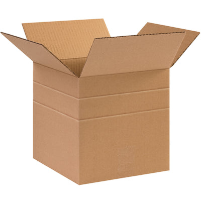 10x10x10 Multi-Depth Corrugated Boxes ECT-32 Kraft - 25 Pack