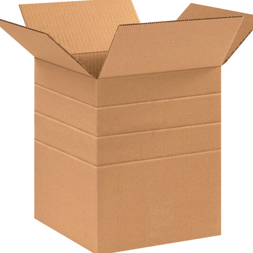 10x10x12 ECT-32 Kraft Multi-Depth Corrugated Shipping Boxes 25-Pack MD101012