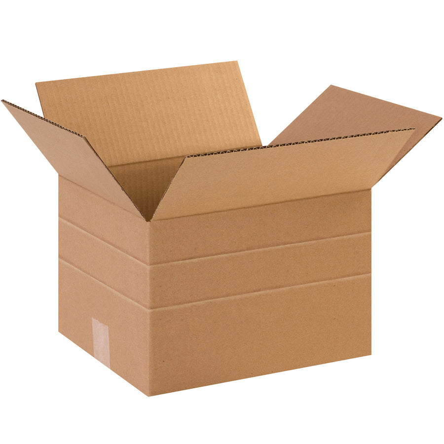 Eliminate carton sizers and reduce box inventory with these 12x10x6 multi-depth corrugated boxes. Pre-scored sides adjust from 6" to 8" height for perfect-fit packaging. ECT-32 kraft single-wall construction delivers strength while scored design cuts labor and warehouse space.