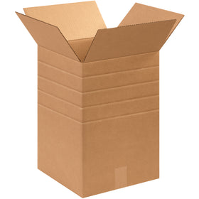 Multi-depth corrugated boxes that fold to your exact size–no carton sizer required. Pre-scored sides let you adjust height for perfect fit, reducing dimensional weight charges and inventory SKUs. ECT-32 kraft construction delivers reliable protection. Bundle of 25.