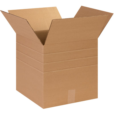 Fold-to-fit multi-depth corrugated boxes eliminate inventory bloat and reduce parcel shipping costs. Pre-scored sides adjust from 8" to 14" in height–one box replaces multiple cartons. ECT-32 kraft construction, sold as bundle of 25.