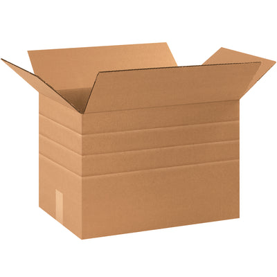 Eliminate carton sizer needs with our pre-scored multi-depth corrugated boxes. Fold to 4, 6, 8, or 12" heights in one SKU–cut inventory and shipping costs. ECT-32 kraft construction rated for reliable stacking and freight performance in bundle of 25.