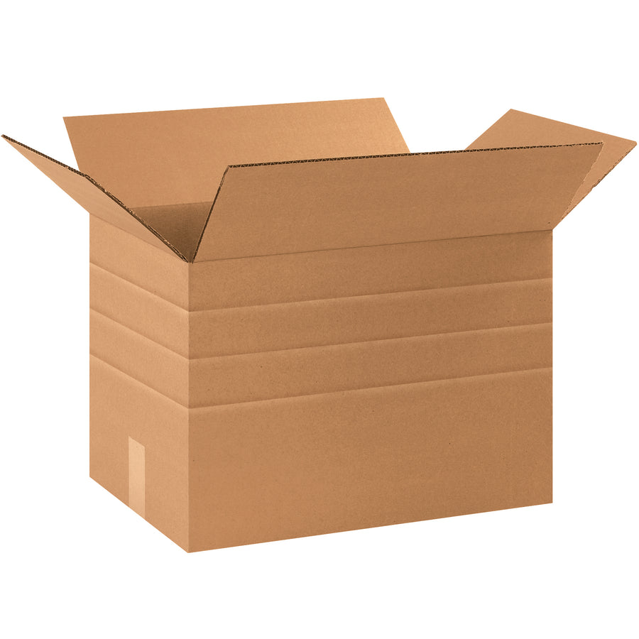 Eliminate carton sizer needs with our pre-scored multi-depth corrugated boxes. Fold to 4, 6, 8, or 12" heights in one SKU‚cut inventory and shipping costs. ECT-32 kraft construction rated for reliable stacking and freight performance in bundle of 25.