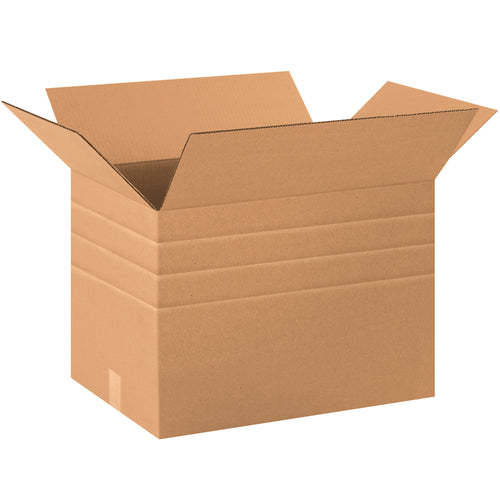 Eliminate multiple SKUs with one versatile 20x14x14 pre-scored corrugated box that folds to three different heights–perfect for warehouse managers cutting packaging inventory and parcel costs. ECT-32 kraft material delivers strength without carton sizers. Sold as a bundle of 15 boxes.
