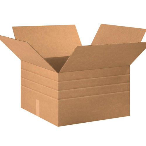 20x20x12 ECT-32 Kraft Adjustable Multi-Depth Corrugated Shipping Boxes 15-Pack MD202012