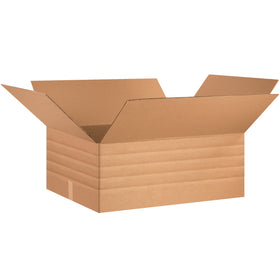 Score multiple depths without a carton sizer–fold these 30x24x12 ECT-32 kraft corrugated boxes to your exact height requirements. Eliminate SKU bloat, cut parcel shipping costs, and standardize on one versatile box. Sold in bundles of 15.
