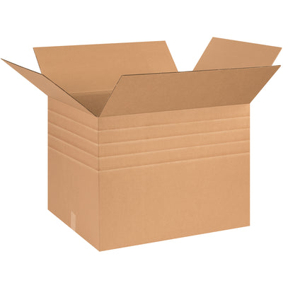 Heavy-duty ECT-44 corrugated cartons with pre-scored multi-depth design–cut to size and eliminate wasted space that triggers dimensional weight surcharges. 40% stronger than standard shipping containers. Sold as bundle of 10.