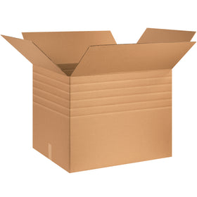 Heavy-duty ECT-44 multi-depth corrugated boxes (30x24x24") with pre-scored sides for flexible sizing–eliminate wasted space and reduce dimensional weight penalties. 40% stronger than standard shipping cartons. Sold in bundles of 10.