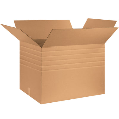 ECT-44 heavy-duty multi-depth kraft corrugated cartons deliver 40% greater stacking strength than standard shipping containers. Pre-scored sides adjust from full 32x24x24 depth down to smaller profiles–one SKU replaces multiple box sizes, cutting inventory and storage overhead. Includes 10 flat-packed boxes per bundle.