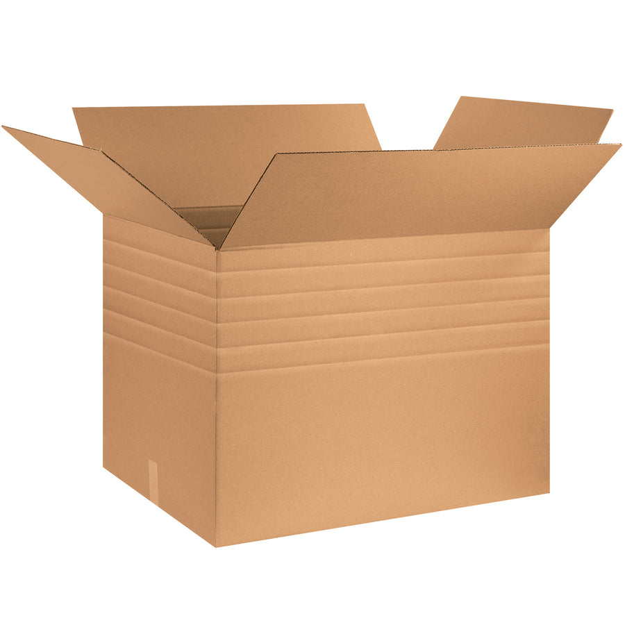 ECT-44 heavy-duty multi-depth kraft corrugated cartons deliver 40% greater stacking strength than standard shipping containers. Pre-scored sides adjust from full 32x24x24 depth down to smaller profiles‚one SKU replaces multiple box sizes, cutting inventory and storage overhead. Includes 10 flat-packed boxes per bundle.
