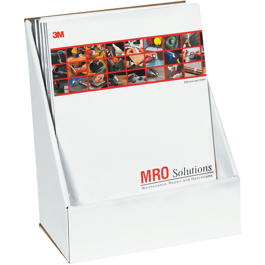Maximize your counter space with this durable white corrugated literature display. Made from ECT-32-B corrugated material, it folds without tape or glue and ships flat in a bundle of 10. Perfect for brochures, flyers, and pamphlets with sturdy construction that withstands high-traffic retail environments.