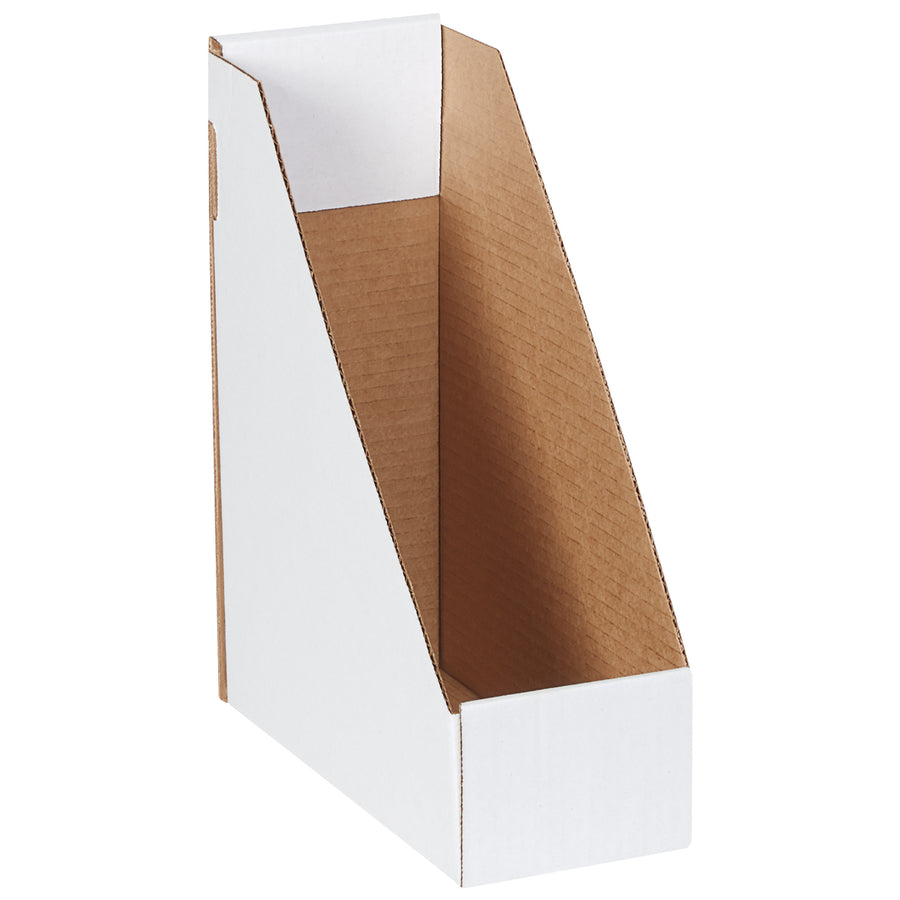 Keep publications organized and protected with these heavy-duty ECT-32-B corrugated magazine file boxes. 9.25" x 4" x 12" dimensions fit standard magazine sizes, ship flat to maximize warehouse space, and assemble without tape or staples. Bundle of 50 white boxes offers unbeatable cost efficiency for high-volume packaging needs.