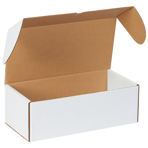 Professional-grade 14.5x7.25x5 white outside tuck mailers built from ECT-32-B corrugated for maximum crush resistance. Front-lock tabs ensure secure closure without interfering with your contents. Ships flat and stores efficiently–25 mailers per bundle.