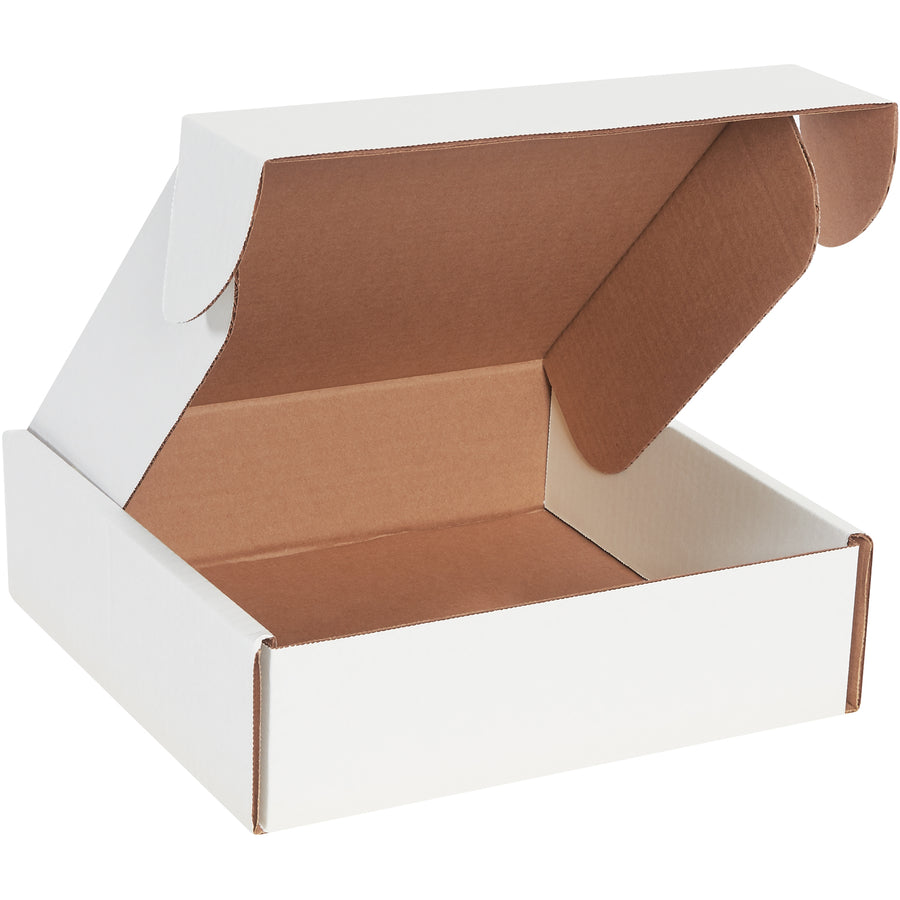 Professional 10x10x3 deluxe white literature mailers engineered for maximum document protection. Crush-resistant ECT-32-B corrugated with side flaps and front locking tabs ensure your shipments arrive pristine. No tape, glue, or staples required‚assembles in seconds. Sold in bundles of 50.