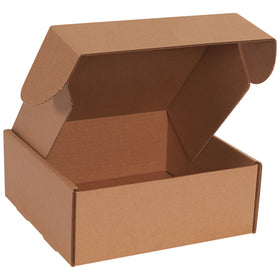 Protect your documents with these 10x10x4 deluxe kraft corrugated literature mailers. Strong ECT-32-B construction with protective side flaps and front tuck closure resists crushing and punctures. Assembles in seconds without tape, glue, or staples‚50 boxes per bundle.