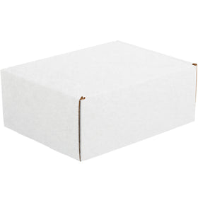 Professional-grade white corrugated literature mailers designed for e-commerce brands shipping documents, catalogs, and promotional materials. Features patented self-seal front locking tabs with protective side flaps for maximum crush resistance‚no tape, glue, or staples required. 50-pack of 11 1/8" x 8 3/4" x 4" mailers in ECT-32-B strength.