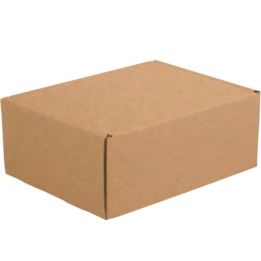 Professional deluxe kraft literature mailers that arrive pristine every time. Featuring protective side flaps and self-seal tuck closure, these 11 1/8" x 8 3/4" x 4" corrugated mailers assemble in seconds and ship 50 per bundle. ECT-32-B kraft construction provides superior crush resistance for your e-commerce documentation.