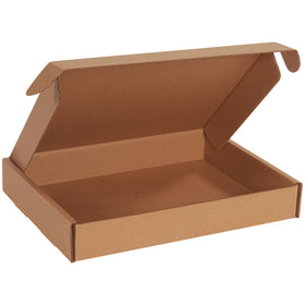 Professional kraft corrugated literature mailers engineered for e-commerce brands shipping documents, catalogs, and flat goods. Features protective side flaps, front tuck closure, and ECT-32-B strength–no tape, glue, or staples required. 50-box bundle ready to assemble and ship.