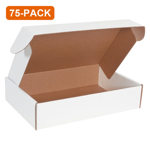 18x12x4 White Corrugated Literature Mailers, 75-Pack (3 Bundles of 25)