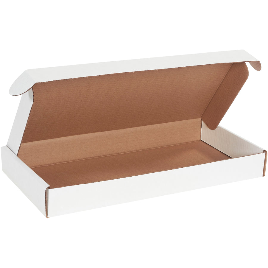 Professional-grade white corrugated mailers designed for keyboards, documents, and delicate electronics. These die-cut literature boxes feature self-sealing construction that requires no tape or glue–assemble in seconds. ECT-32-B corrugated material provides puncture-resistant protection. Bundle of 50 ships flat for efficient storage.