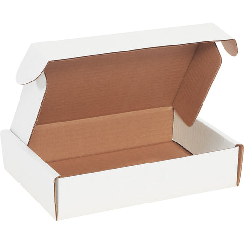 Protect your catalogs, brochures, and documents with these deluxe 9x6.25x2 white corrugated literature mailers. Built from ECT-32-B corrugated with reinforced side flaps and front locking tabs for maximum crush resistance‚no tape, glue, or staples required. Sold as a convenient 50-pack bundle.
